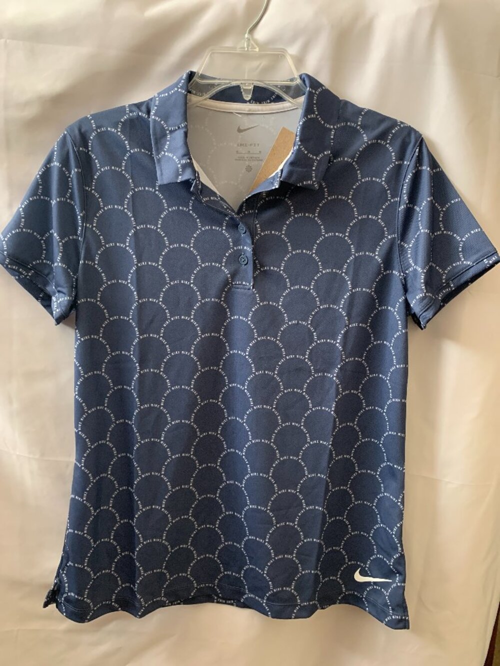 NIKE  Dri-FIT Victory Short Sleeve Printed Golf Polo in Blue/White Sz MEDIUM